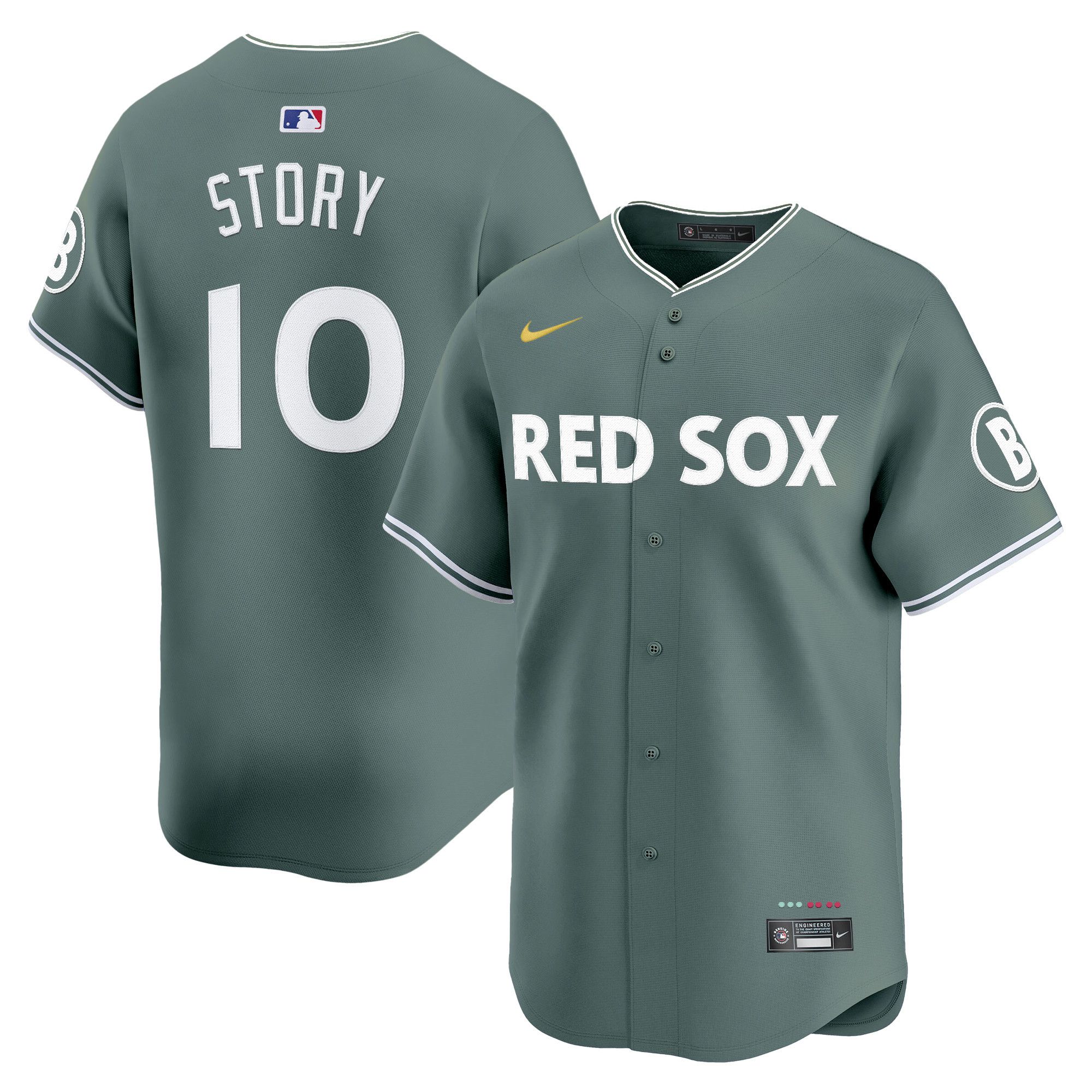 Men Boston Red Sox #10 Story Green Nike 2025 City Connect Vapor Premier Limited MLB Jersey->boston red sox->MLB Jersey